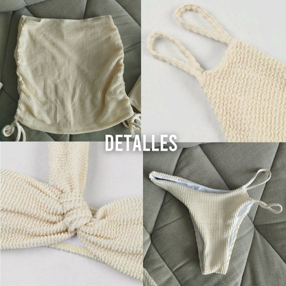 Bikini 3 piezas falda corta