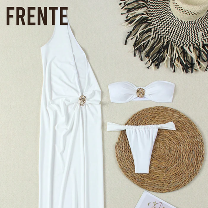 Conjunto bikini 3 piezas falda larga