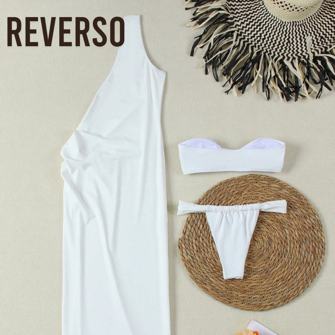 Conjunto bikini 3 piezas falda larga